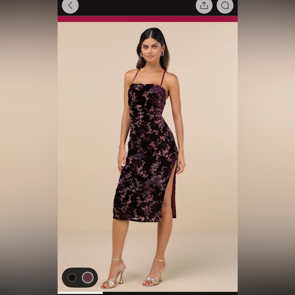 Lulus Elegant Persuasion Black Burnout Velvet Lace-up Midi Dress - Size M